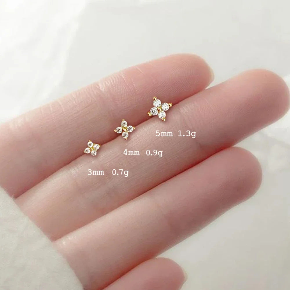 Dainty Flower Stainless Steel Stud Earrings for Women Piercing Cartilage Ear Ring Cute Z detail view