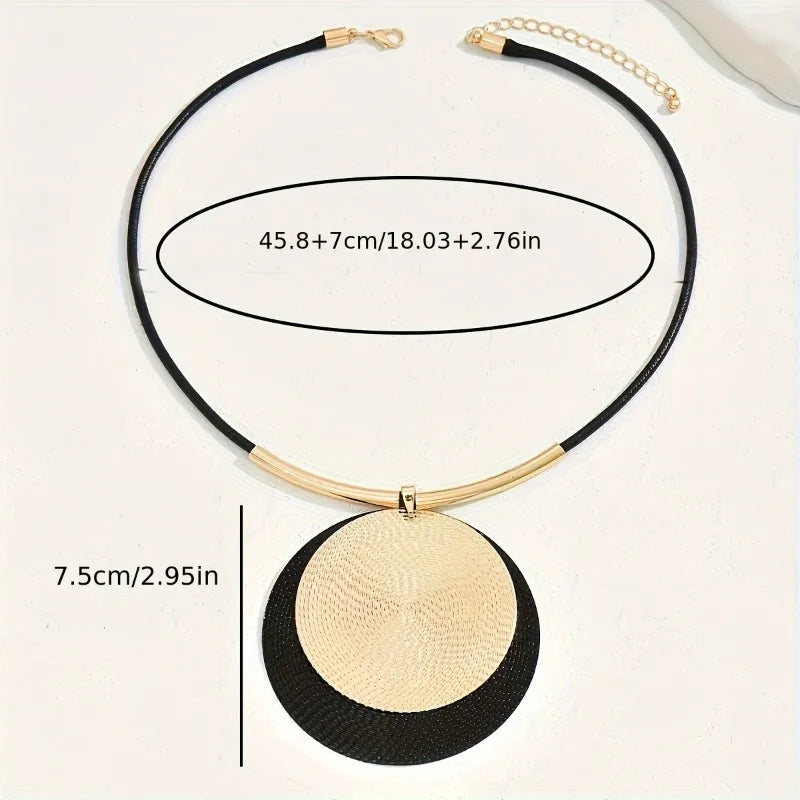 Creative Unique Large Round Vintage Pendant Necklace for Women Personalized Exaggerate close-up view