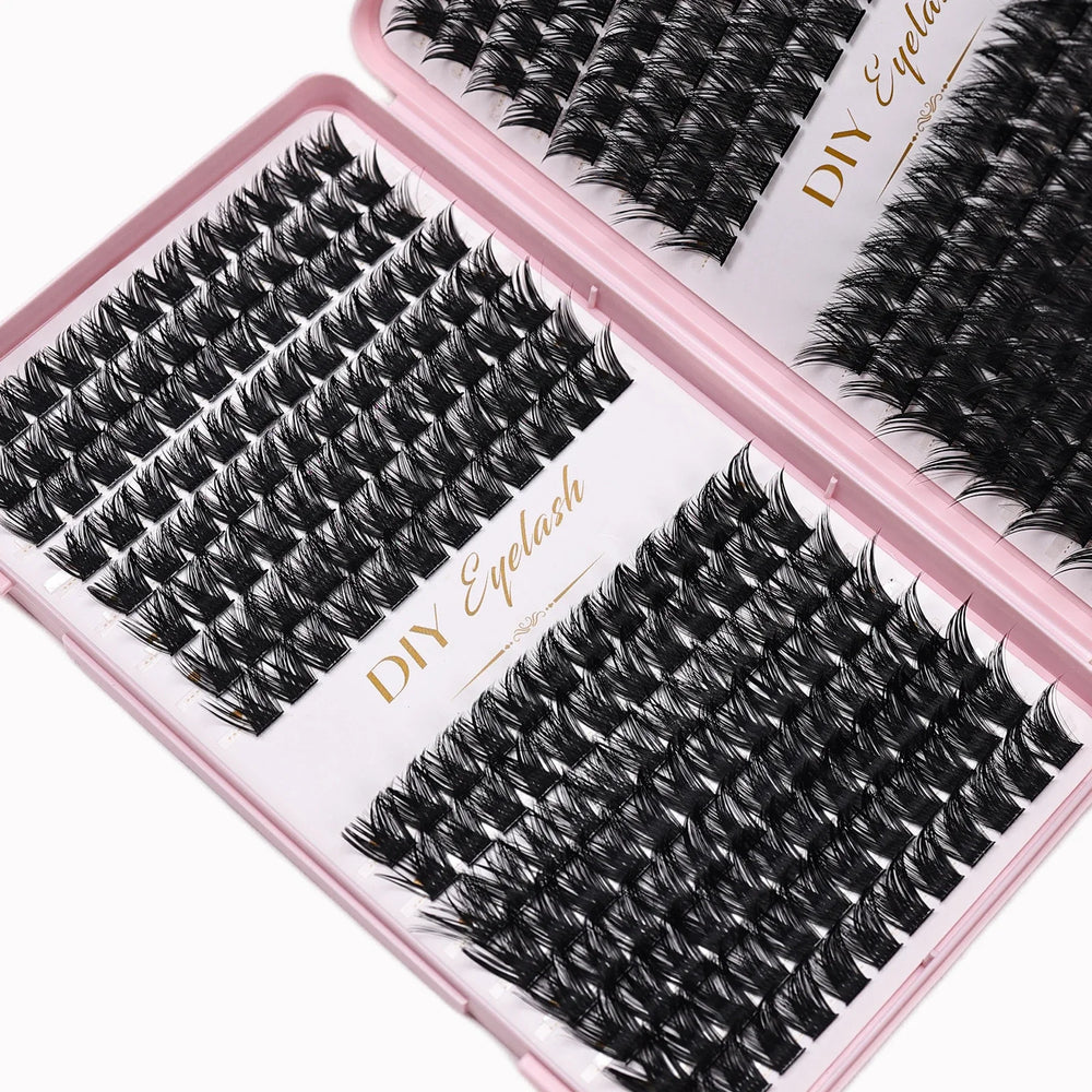 384pcs Cluster Lashes Mixed Tray | DIY Natural Look Eyelash Extension detail view