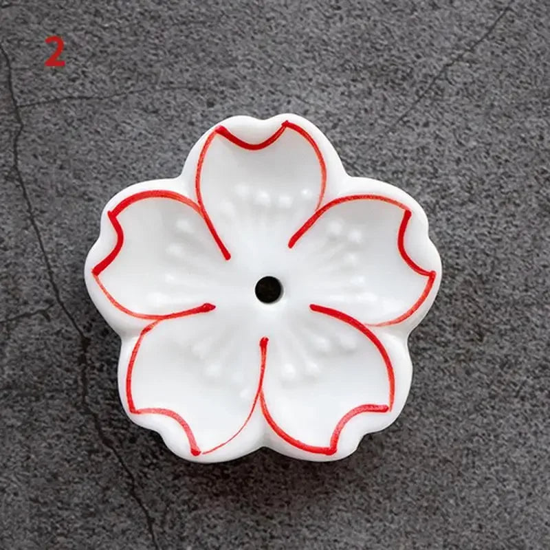 Ceramic Cherry Blossom Incense Burner | Home Decor Stick Holder additional angle