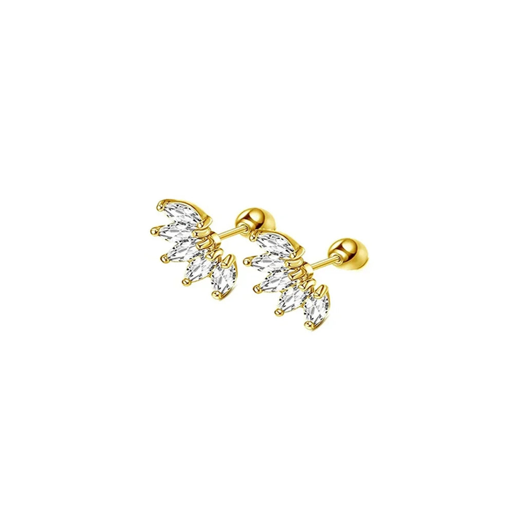 2pcs Hypoallergenic Stainless Steel Cartilage Stud Earrings,Eye Flame Moon Barbell Bac close-up view