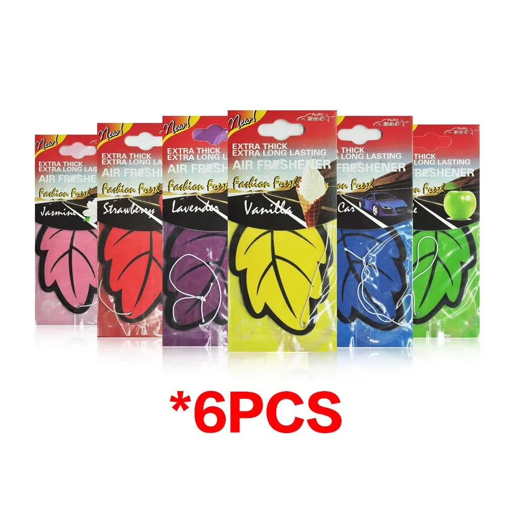 3-60pcs Car Air Freshener Natural Scented Tea Paper Auto Hanging Vanilla Perfume Fragr close-up view