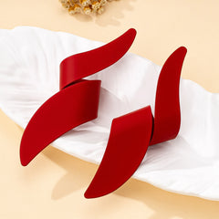 Irregular Geometric Red Earrings for Women close-up view