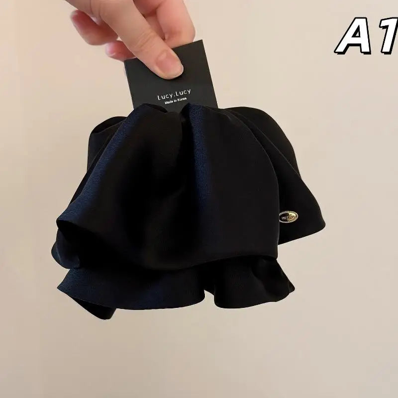 [E] Bow Hair Claw Clip Solid Color Black White Hair Shark Grab Clip Hair Style Tools Hair Accessories For Women Girl
