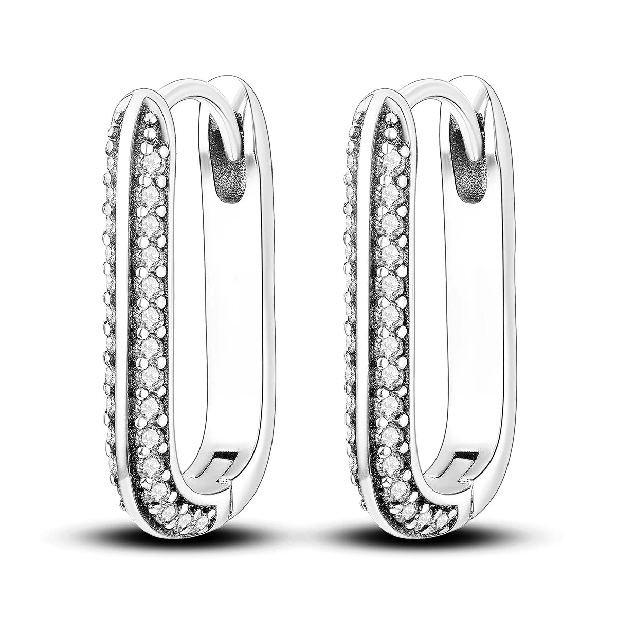925 Sterling Silver Hoop Earrings with Zircon | Classic U-Shaped Women Jewelry