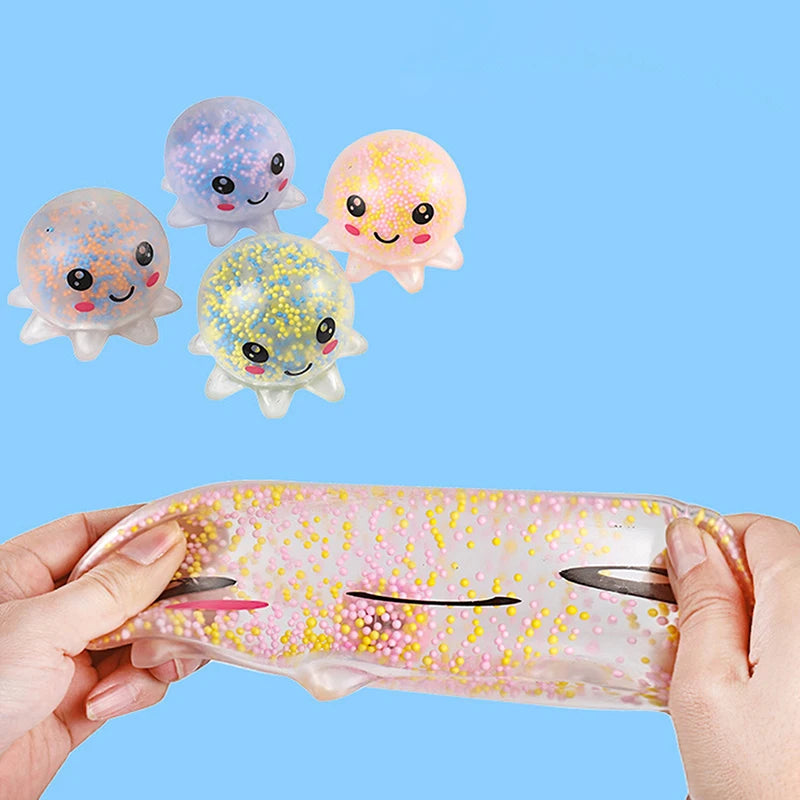 1-5PC Glowing Light Squid Vent Ball Squeeze Decompressions Toy Bubble Octopus Ball Str close-up view