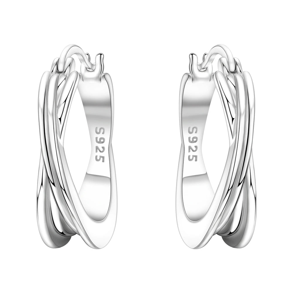 Orstarry S925 Sterling Silver Square Chain With Stone Inlaid Earrings Hoop Earrings F lifestyle view