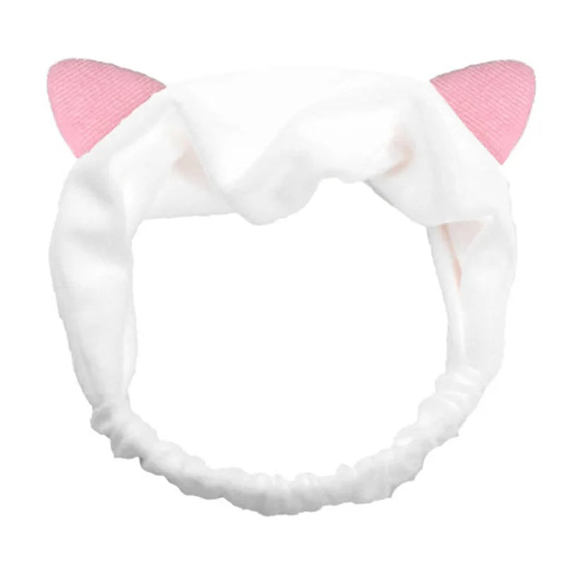 Cute Red Horns Elastic Hairbands for Women Wash Face Sport Soft Plush Rabbit Ears H additional angle