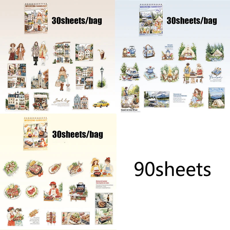 Cartoon PET Sticker Packs for DIY Crafts | 90-Piece Set detail view