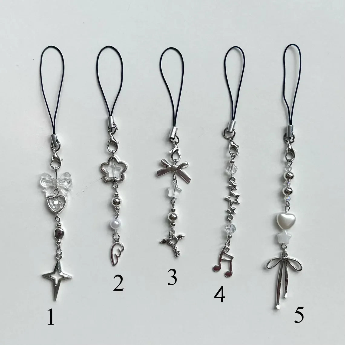 Acubi Y2K Phone Charms, Chrome Dainty Phone Accessories, Handmade Beaded Keychain, Cy lifestyle view