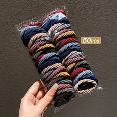 50/100pcs Girl Mixed Color Simple Hair Ties alternate view