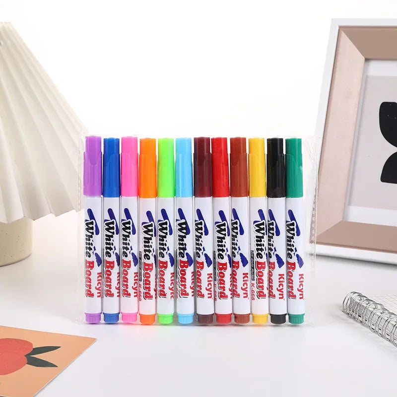 8/12 Colors Magical Water Floating Student Painting Brush Whiteboard Markers Pen Suspens detail view