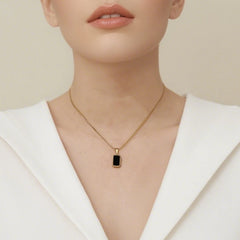 Double Sided Square Pendant Necklace | 18K Gold Plated Stainless Steel Jewelry alternate view