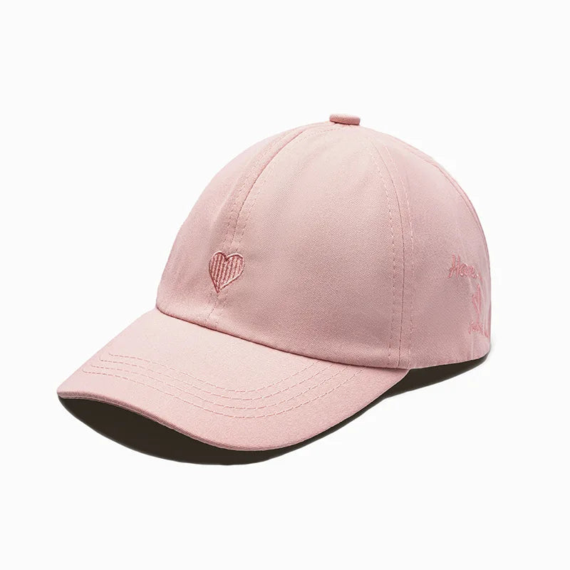 Sweet Heart Kids Girl Hat | Embroidery Cotton Ponytail Baseball Cap for Spring Summer lifestyle view