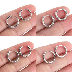 6pcs Stainless Steel Hoop Earrings Set | Hypoallergenic Korean Style Earrings for Wom alternate view