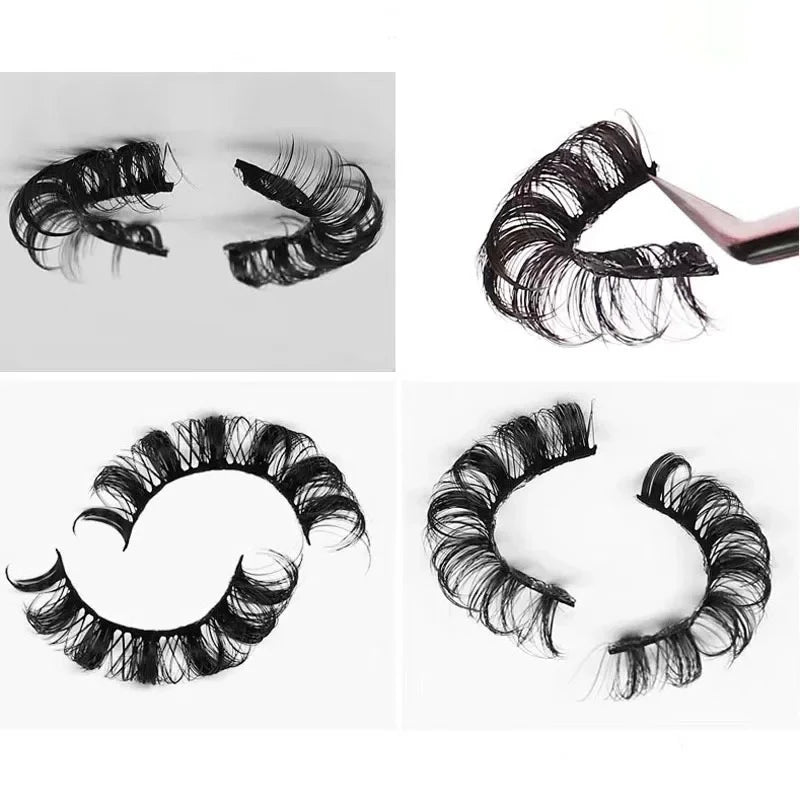 10 Pairs D Curl False Eyelashes Russian Volume Strip Lashes Fluffy Thick Wispy Fake Eyelashes for Party Stage Makeup