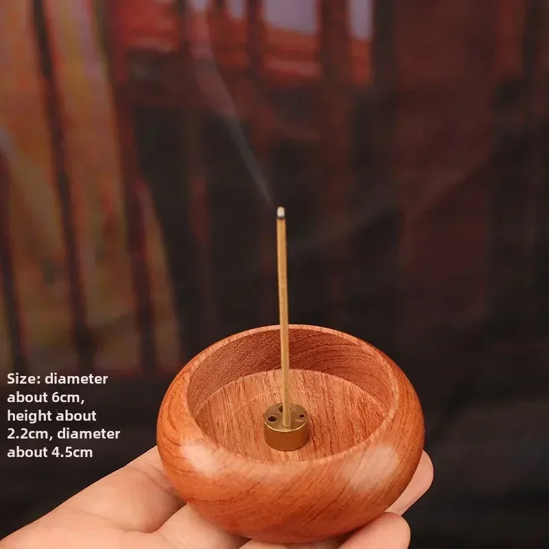 Solid Wood Incense Burner | Mini Circular Incense Stove for Indoor Use detail view