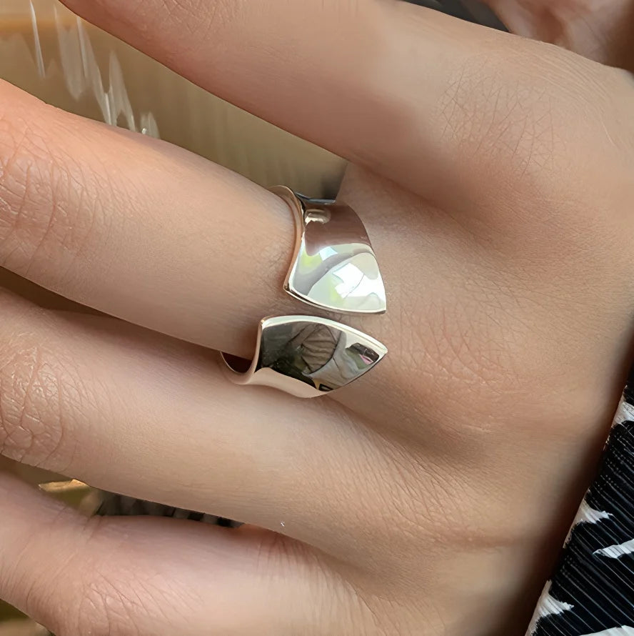 PANJBJ 925 Sterling Silve Multilayer Irregular Geometric Ring for Women Simple Charm Ret detail view