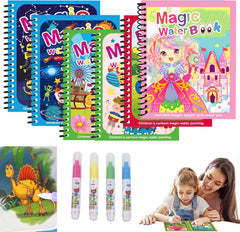 Magic Water Painting Book with Refillable Water Pen Watercolor Painting Magic Book Sensory Early Edu