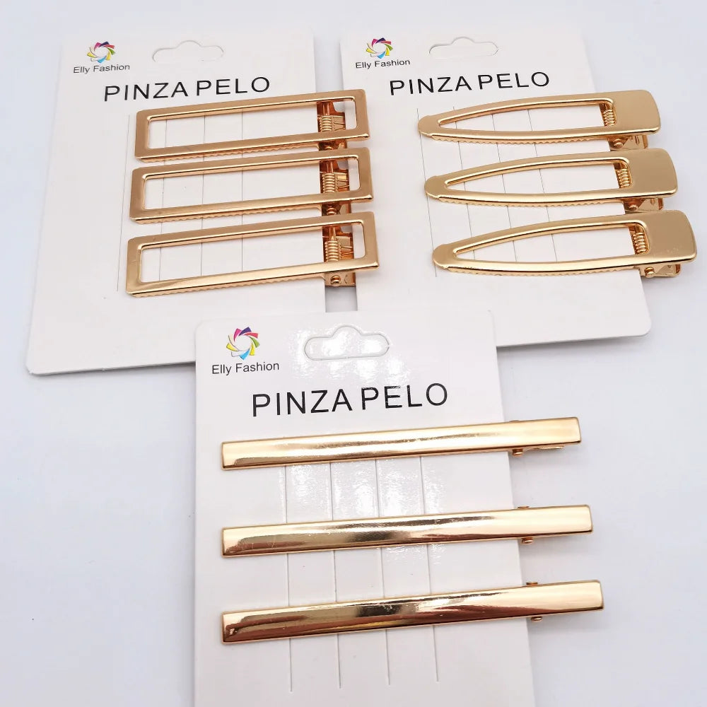 3pcs/set  Elegant Hair Clips Crab Hollowing Out Hairpin Metal Geometric Hair Claw Barrette Women Girls Korean Hair Styling Tools