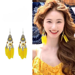 Cute Summer Flower Earrings Handmade Vacation Bohemian Earrings Exaggerated Beach Wome close-up view