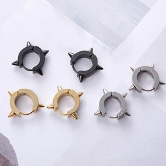 1Pair Punk Stainless Steel Spiky Thorn Stud Earrings | Unisex Gothic Hip Hop Jewelry close-up view