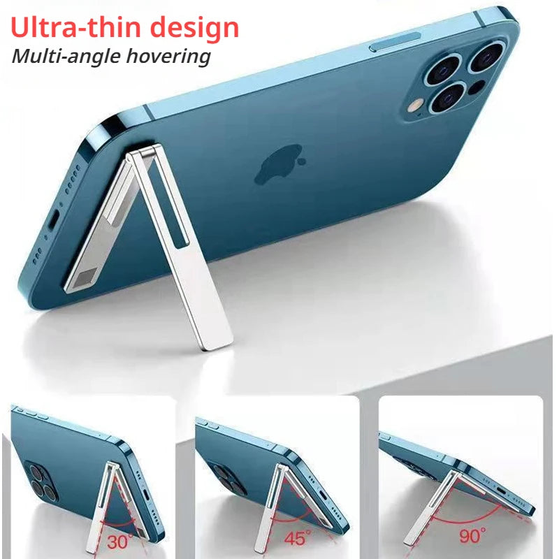 Magnetic Ultra Thin Foldable Mobile Phone Holder Bracket Metal Alloy Desktop Cell Phone Stands Universal Phone Support Kickstand