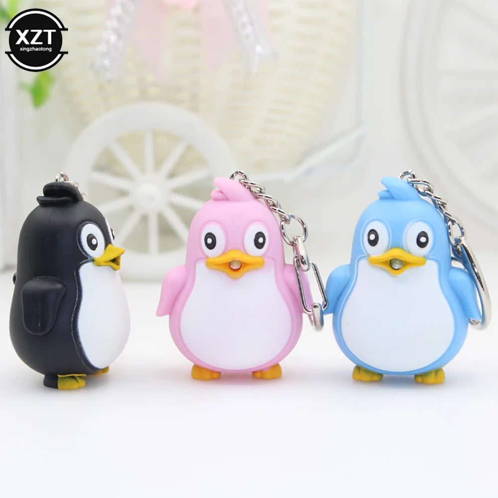 Adorable Penguin Keychain with LED Light and Sound | Fun Cartoon Car Pendant lifestyle view