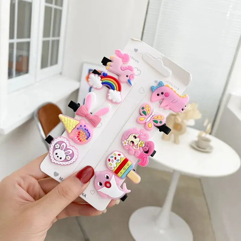 10PCS/Set New Girls Cute Cartoon Unicorn Hair Clips Kids Lovely Hairpins Ice Cream He lifestyle view