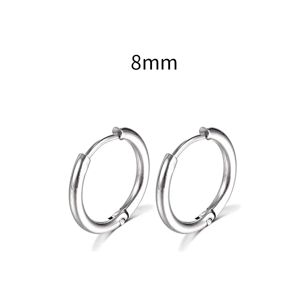 2022 New Simple Stainless Steel Small Hoop Earrings for Women Men Cartilage Ear Pierc lifestyle view
