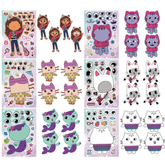 Gabby's Dollhouse Make A Face Puzzle Stickers | 6 Sheets DIY Cartoon Sticker Set detail view