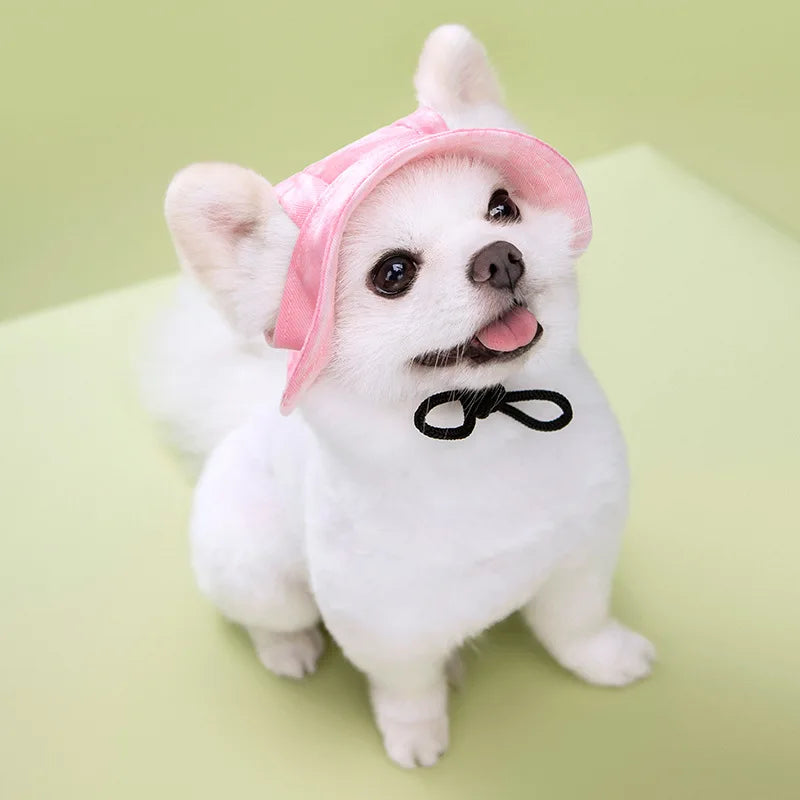 Dog Sun Hat with Ear Holes | Breathable Cotton Bucket Hat for Small Pets additional angle