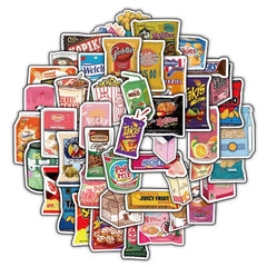 59PCS Classic Snacks Graffiti Stickers | Waterproof Decals for Laptop Skateboard Bicycle