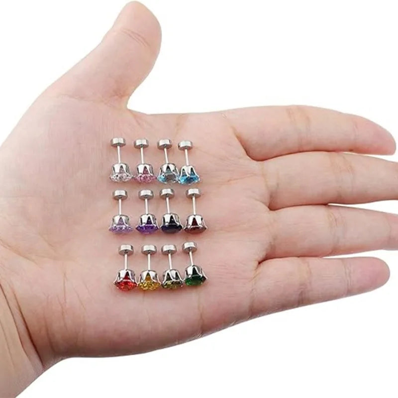 2pcs 20G Hypoallergenic Stud Earrings for Women Men, Stainless Steel Flatback Earri additional angle