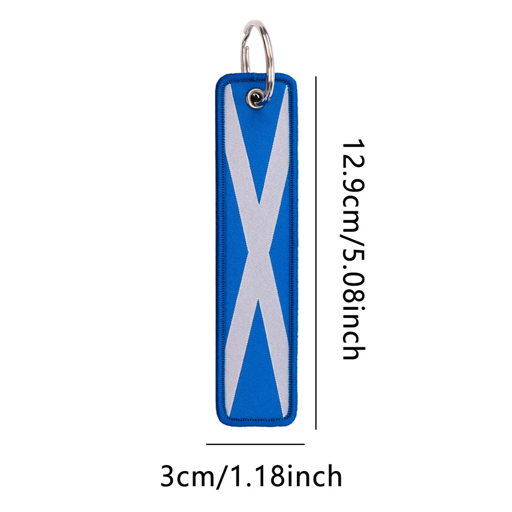 National Flags Embroidery Key Fob | Motorcycle Car Backpack Keychain additional angle
