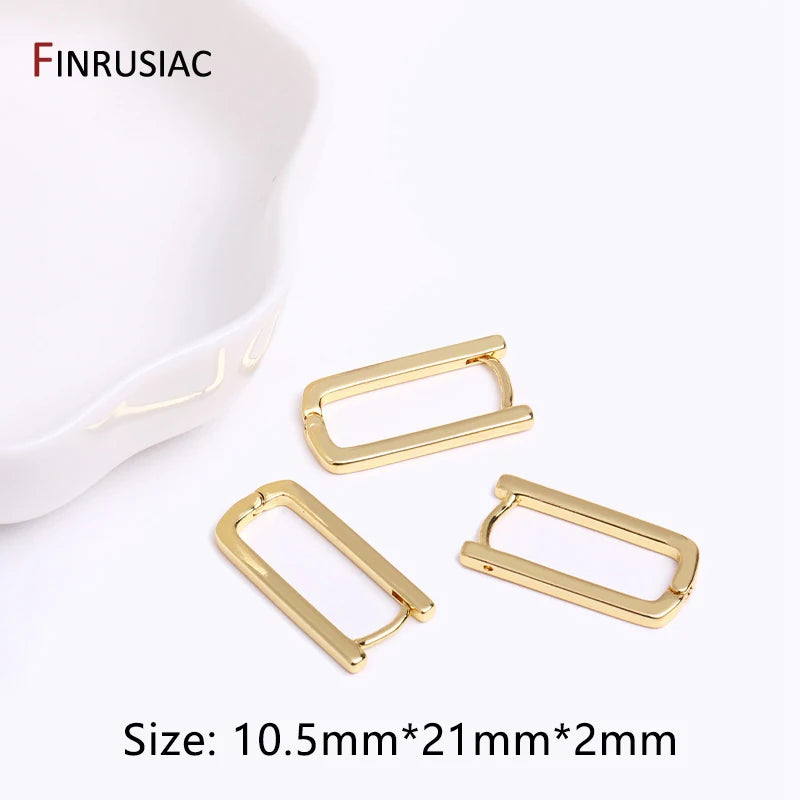 Gold Plated Brass Simple Hoop Earrings High Quality Women Earrings, Inlaid Zircon Tre alternate view