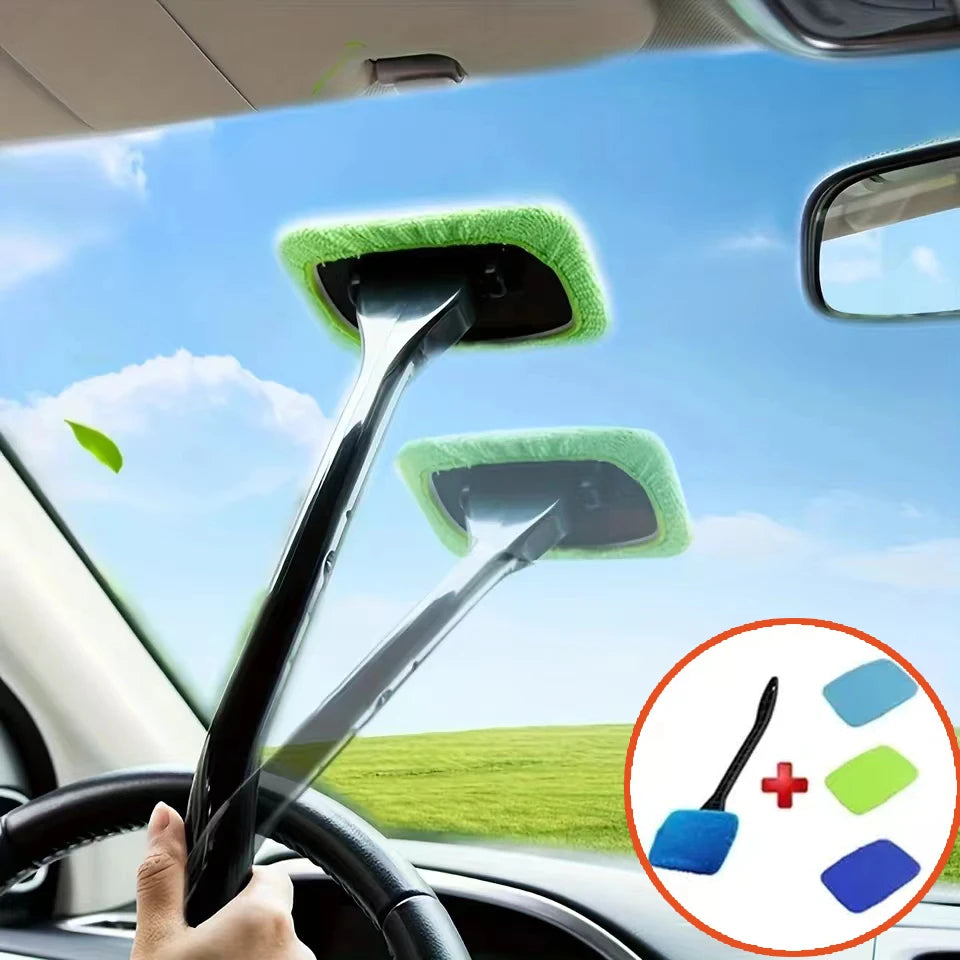Car Windshield Cleaning Brush Kit with Microfiber Bonnet
