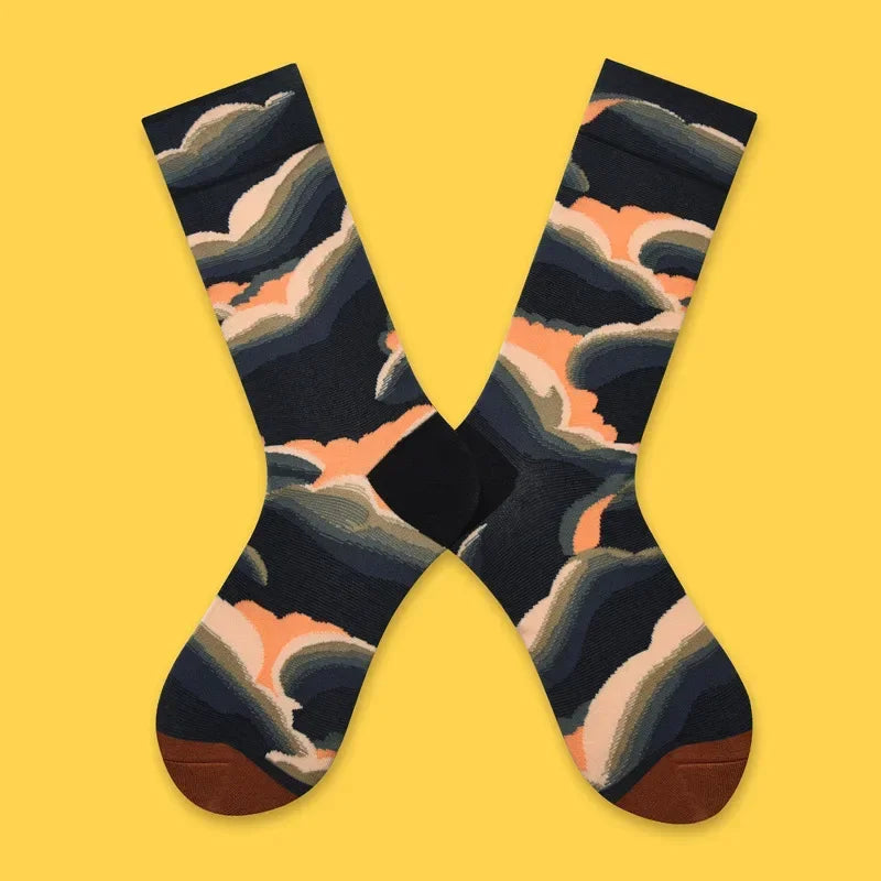 1 Pair Canvas Lattice Plant Art Funny Socks Women Novelty Abstract Cute Socks Women J alternate view