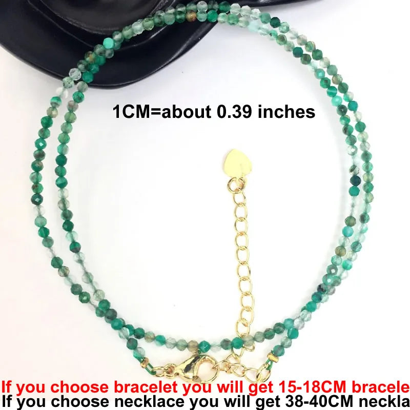 Faceted Gemstone Bead Choker Necklace and Bracelet Set | Natural Stone Jewelry for Men a detail view