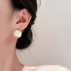 PANJBJ925 Sterling Silver Frosting Hoop Earrings For Women Texture Geometry Design Tr alternate view