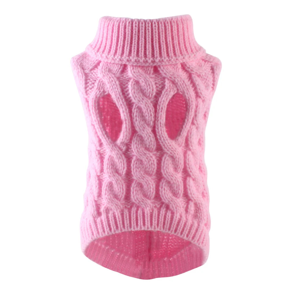 Classic Solid Chihuahua Puppy Dog Sweater for Small Dogs Winter Warm Pet Clothes Yorks close-up view