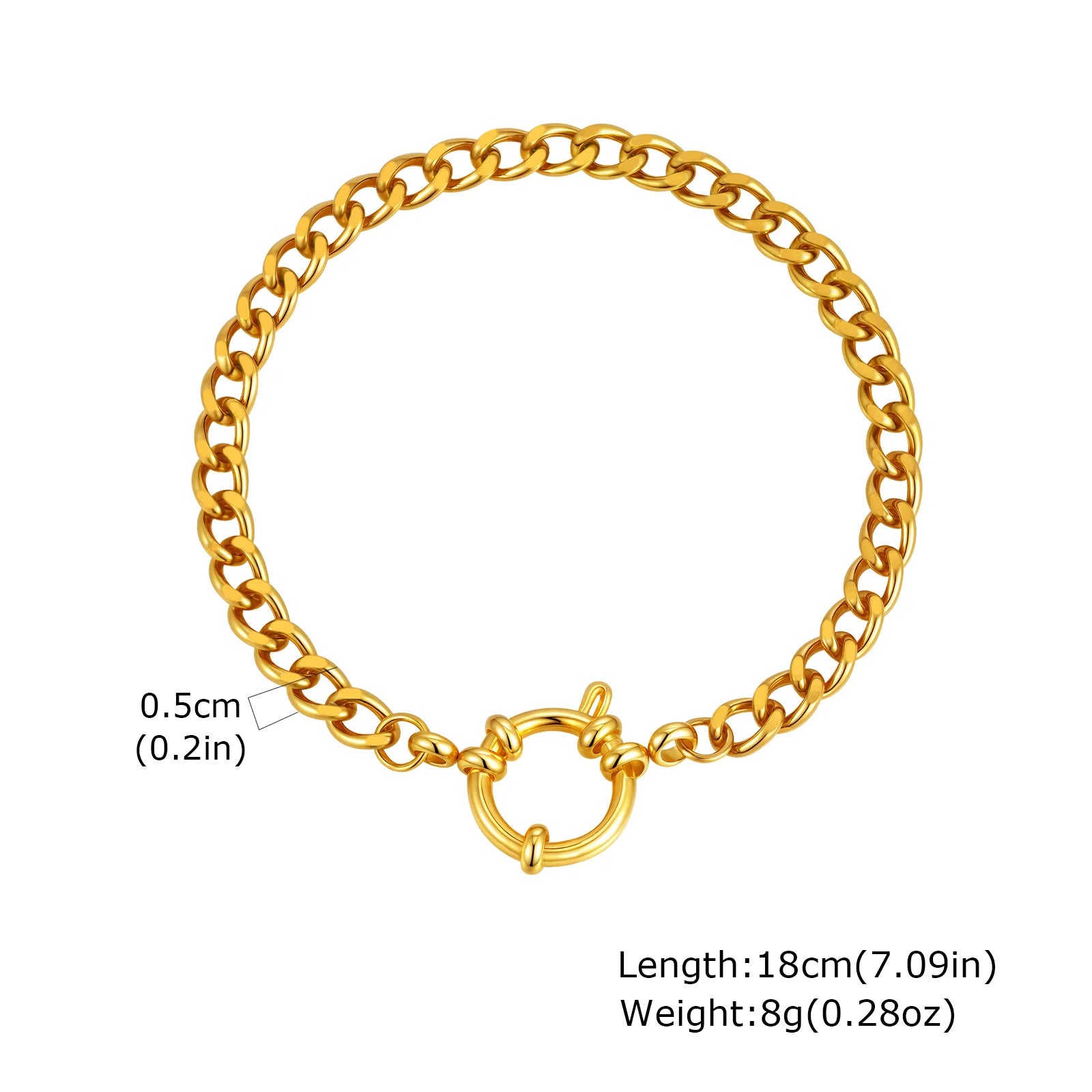 Vnox Square Chain Bracelet | Gold Stainless Steel Round Bubble Link Jewelry for Women alternate view
