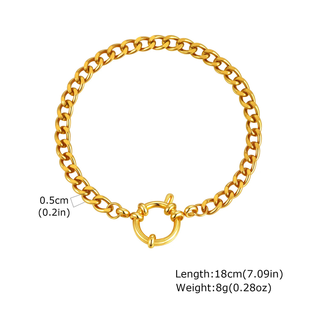 Vnox Square Chain Bracelet | Gold Stainless Steel Round Bubble Link Jewelry for Women alternate view
