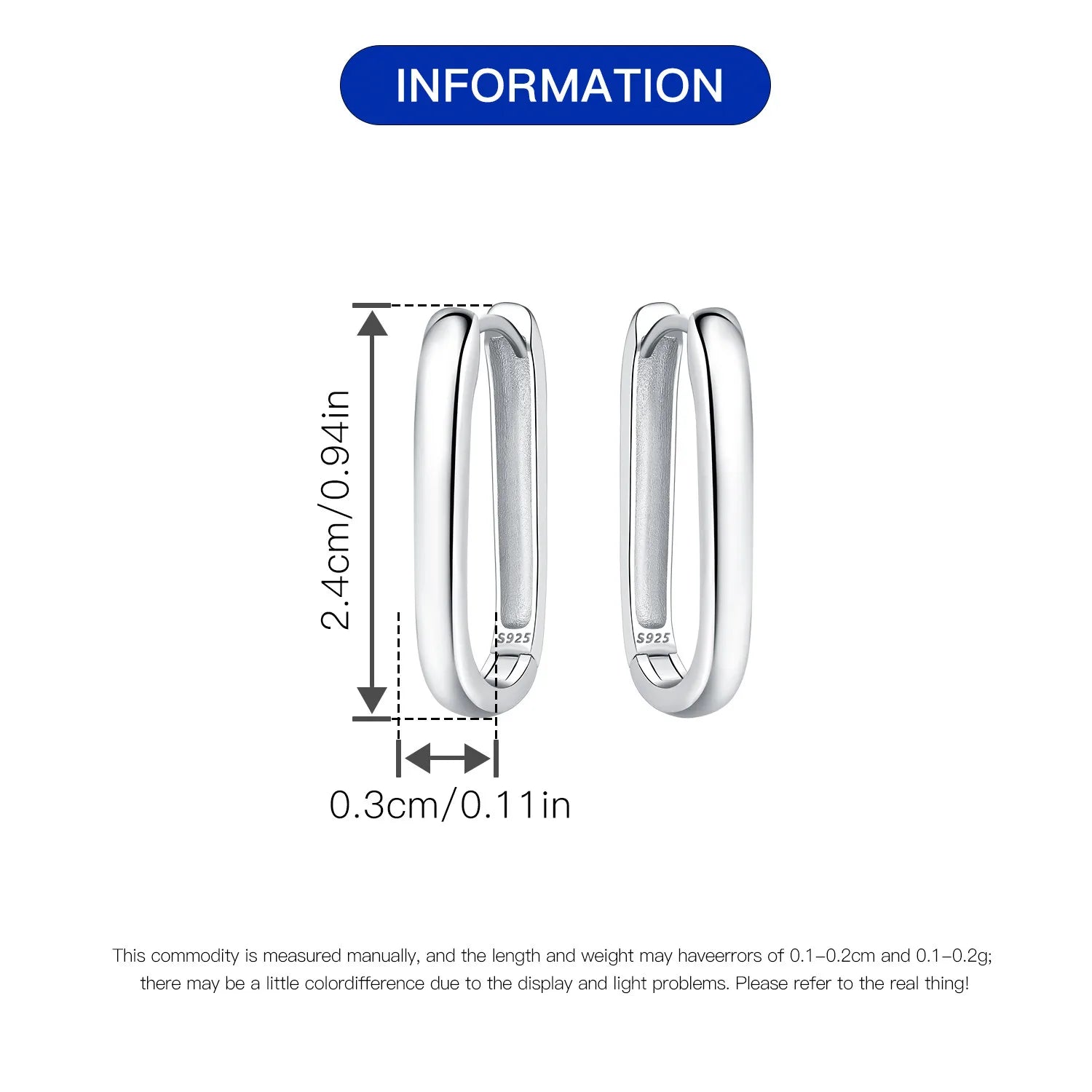 925 Sterling Silver Simple Versatile Earrings Jewelry Versatile Hoop Earrings For W additional angle