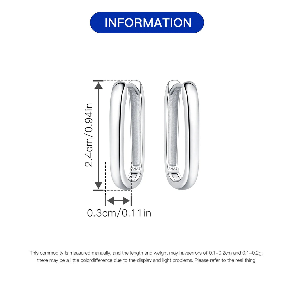 925 Sterling Silver Simple Versatile Earrings Jewelry Versatile Hoop Earrings For W additional angle