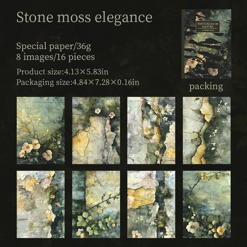 16 Sheets Nature Green Moss Theme Specialty Paper | Scrapbooking and Card Making Paper P detail view