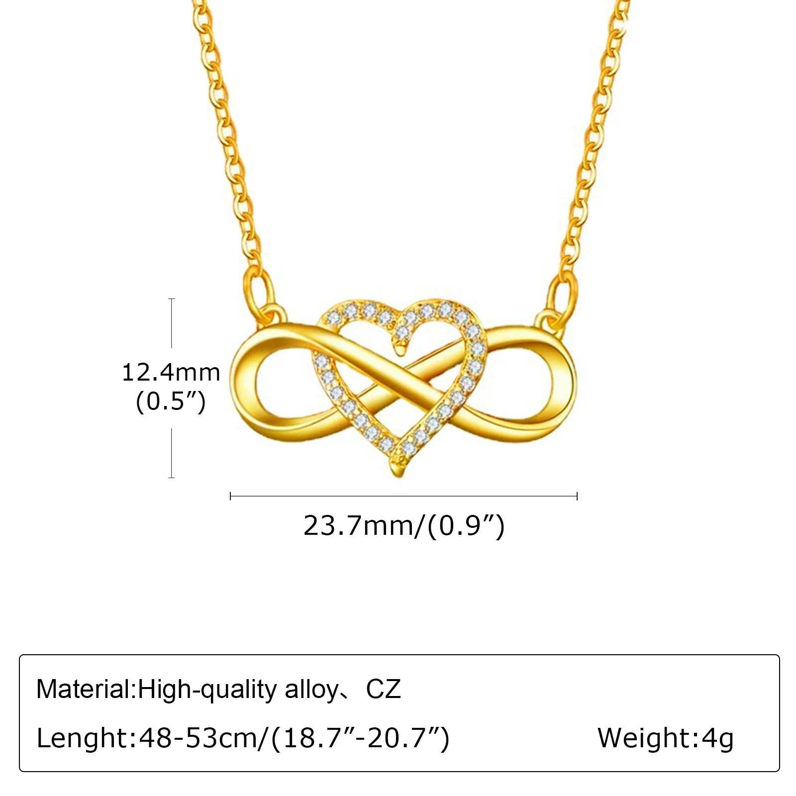 Infinity Heart Necklace for Women with Cubic Zirconia Anniversary Birthday Jewelry additional angle