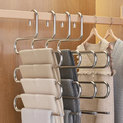 5-Layer Stainless Steel Pant Rack | Multifunctional Non-Slip Clothes Hanger