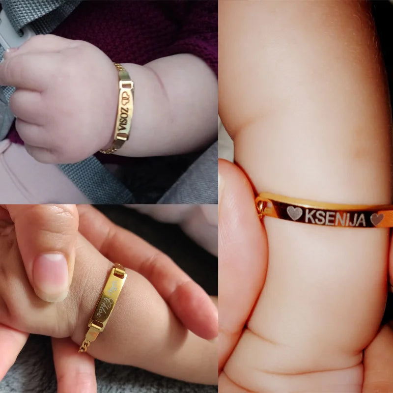 Personalized Baby Bracelet Gift | Custom Stainless Steel Name Bracelet alternate view