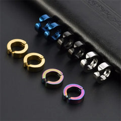 Stainless Steel Cuff Earrings for Men | Non Piercing Clip On Hoop Set alternate view